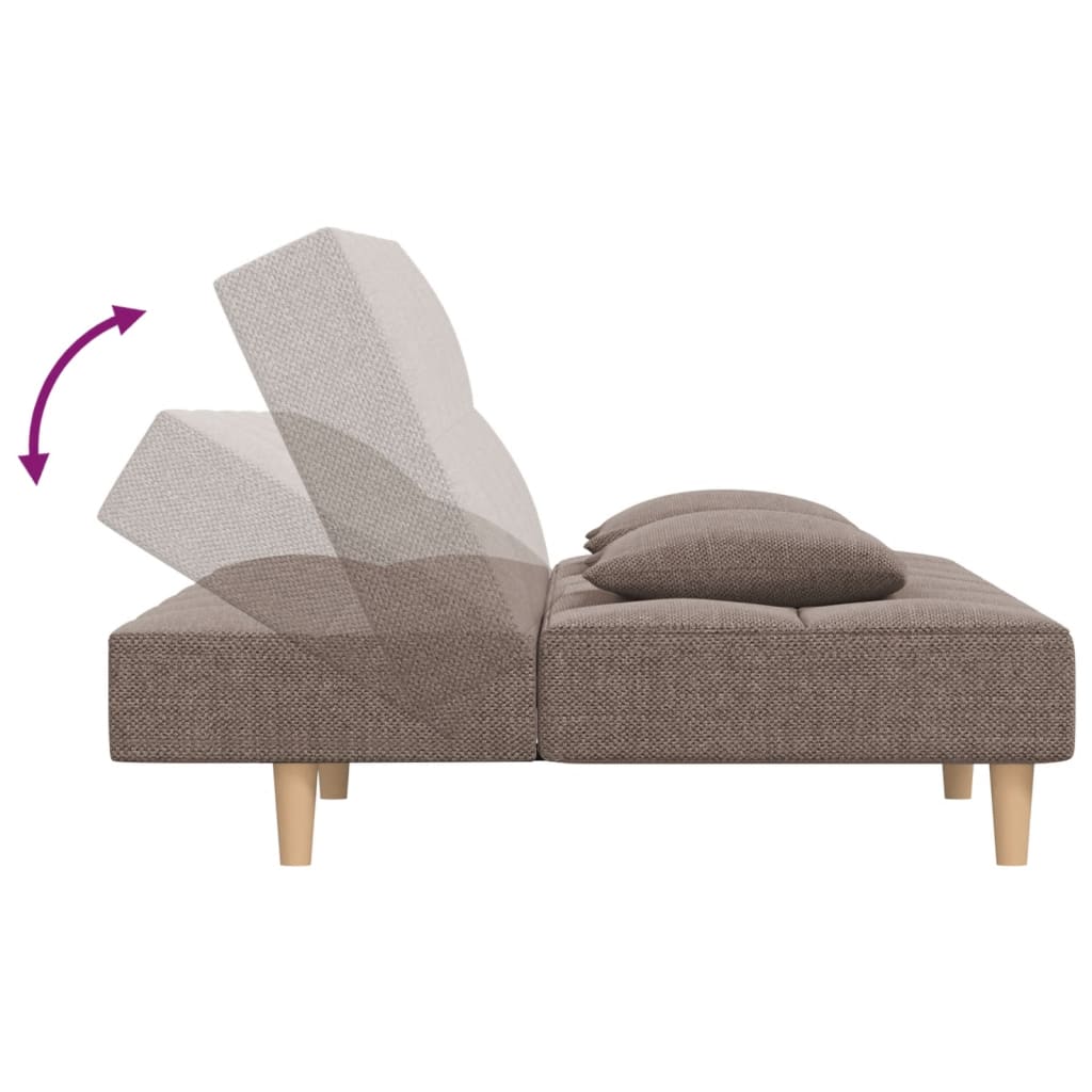 vidaXL Canapea extensibilă cu 2 locuri, 2 perne, gri taupe, textil