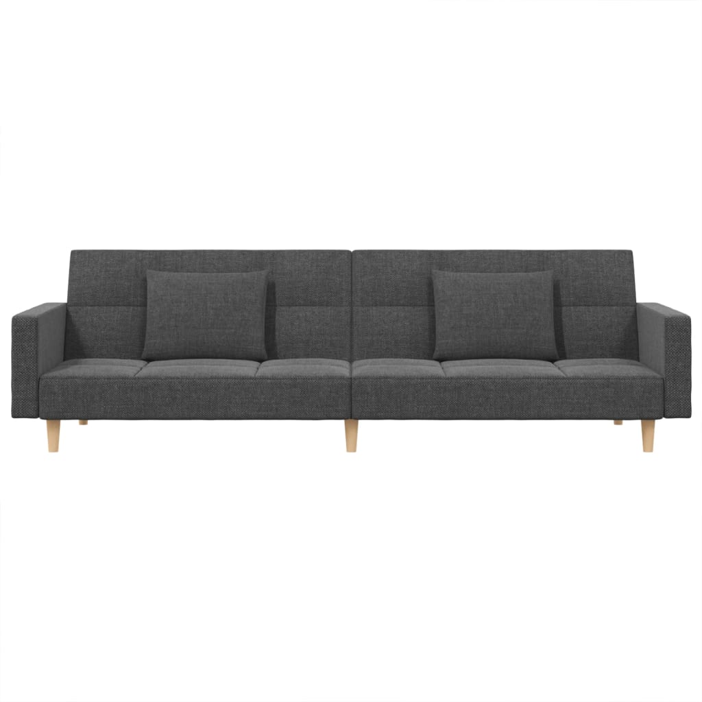 vidaXL Canapea extensibilă cu 2 locuri, 2 perne, gri deschis, textil vidaXL Canapea extensibilă cu 2 locuri, 2 perne, gri deschis, textil