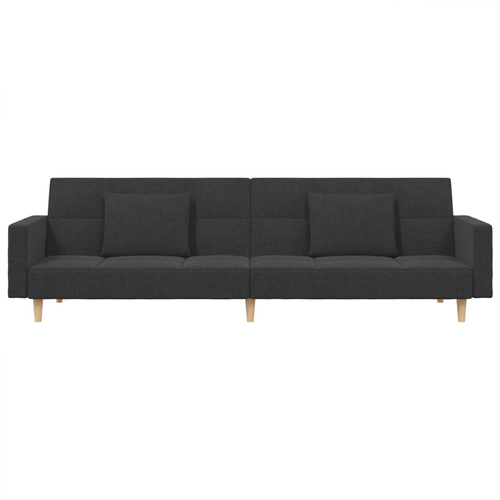 vidaXL Canapea extensibilă cu 2 locuri, 2 perne, gri închis, textil vidaXL Canapea extensibilă cu 2 locuri, 2 perne, gri închis, textil