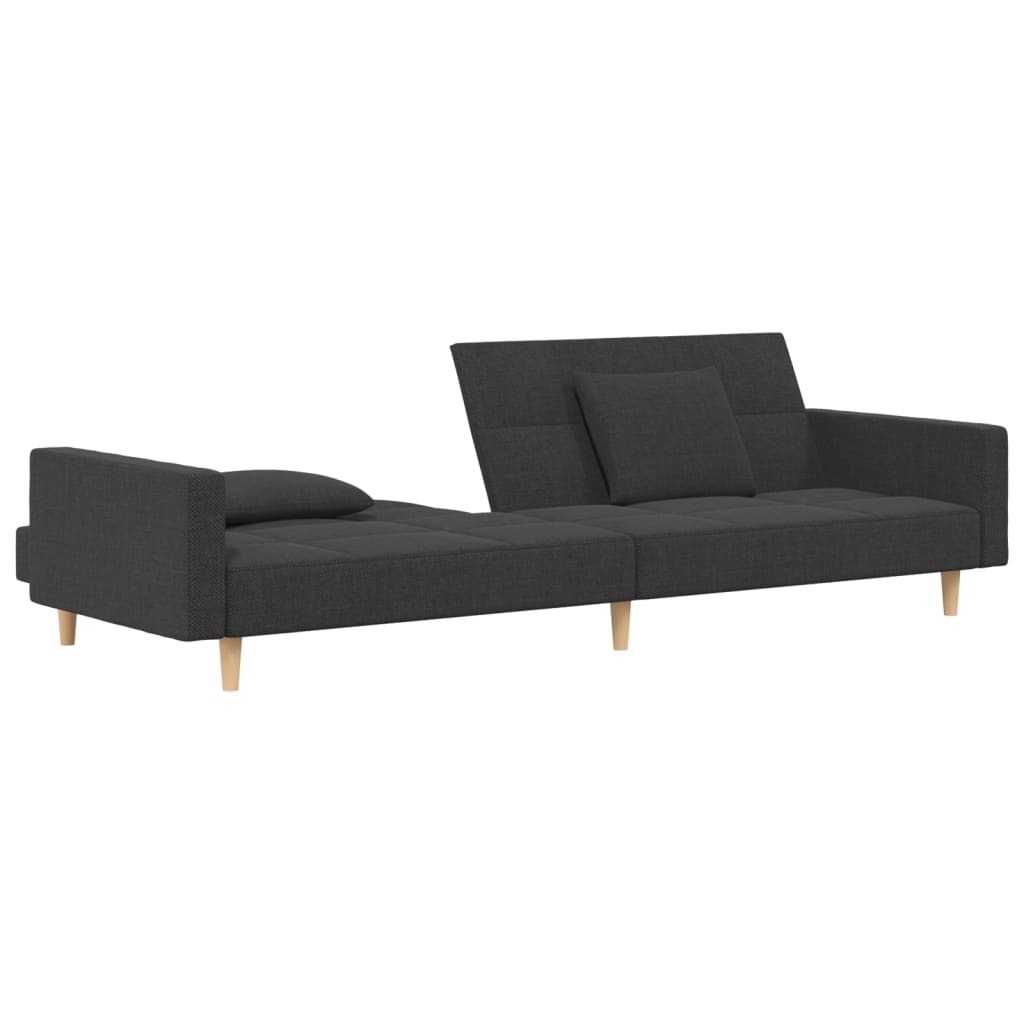 vidaXL Canapea extensibilă cu 2 locuri, 2 perne, gri închis, textil vidaXL Canapea extensibilă cu 2 locuri, 2 perne, gri închis, textil