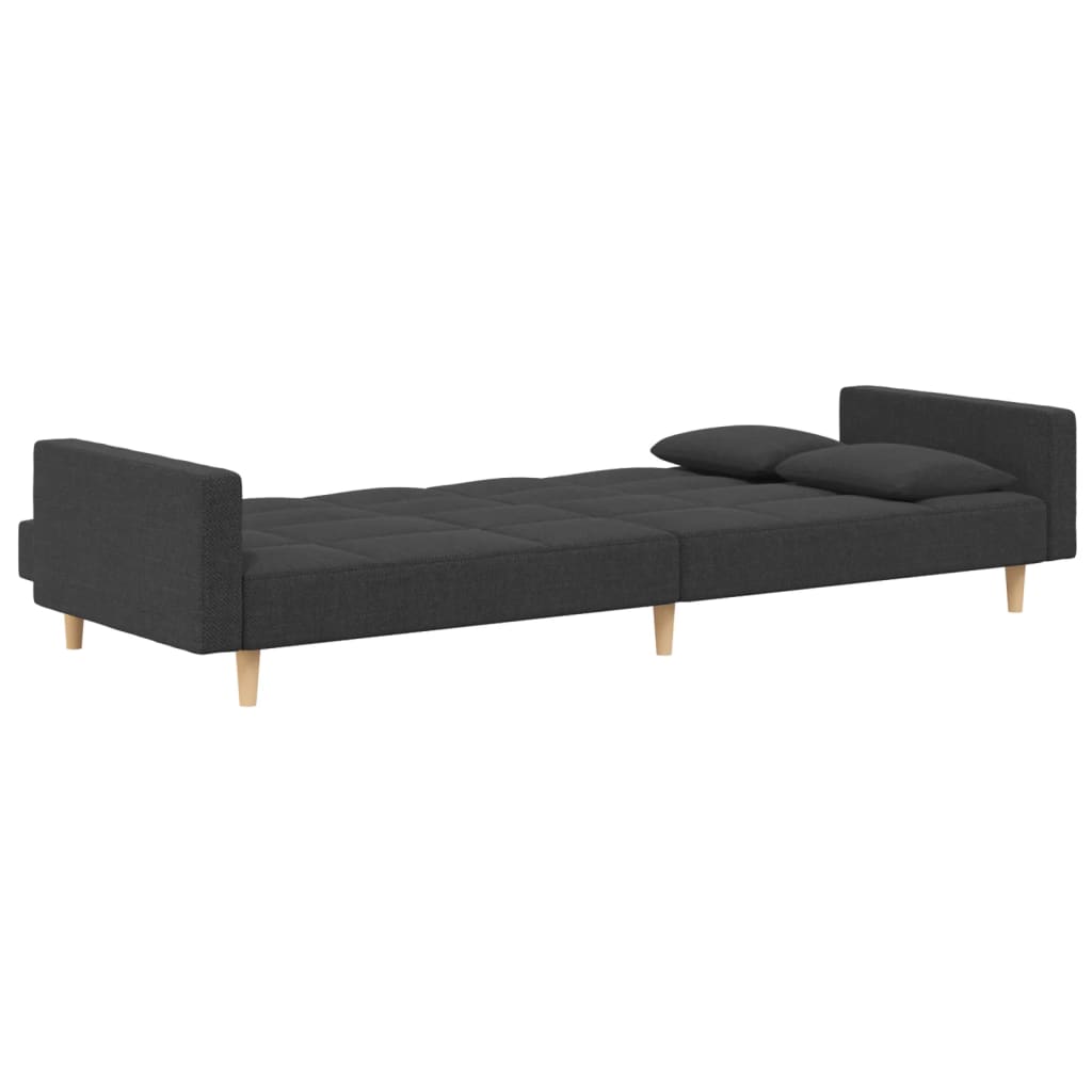 vidaXL Canapea extensibilă cu 2 locuri, 2 perne, gri închis, textil vidaXL Canapea extensibilă cu 2 locuri, 2 perne, gri închis, textil