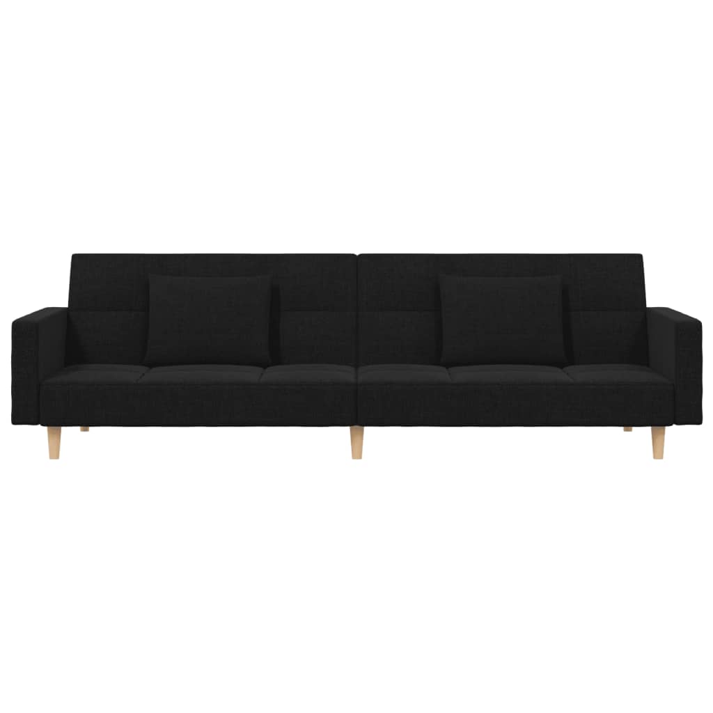 vidaXL Canapea extensibilă cu 2 locuri, 2 perne, negru, textil vidaXL Canapea extensibilă cu 2 locuri, 2 perne, negru, textil