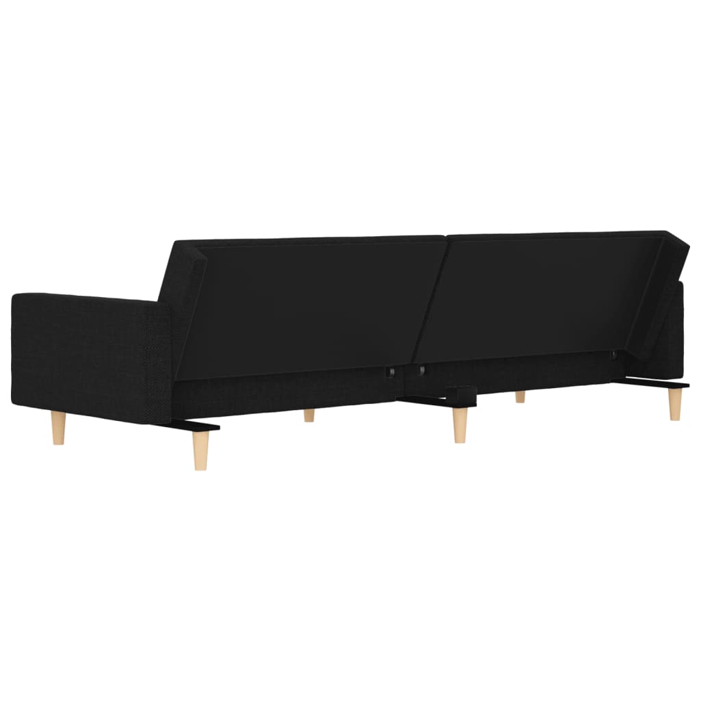 vidaXL Canapea extensibilă cu 2 locuri, 2 perne, negru, textil vidaXL Canapea extensibilă cu 2 locuri, 2 perne, negru, textil