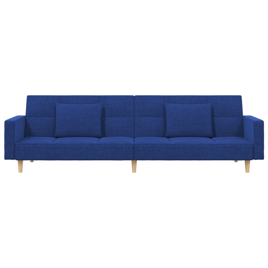 vidaXL Canapea extensibilă cu 2 locuri, 2 perne, albastru, textil vidaXL Canapea extensibilă cu 2 locuri, 2 perne, albastru, textil