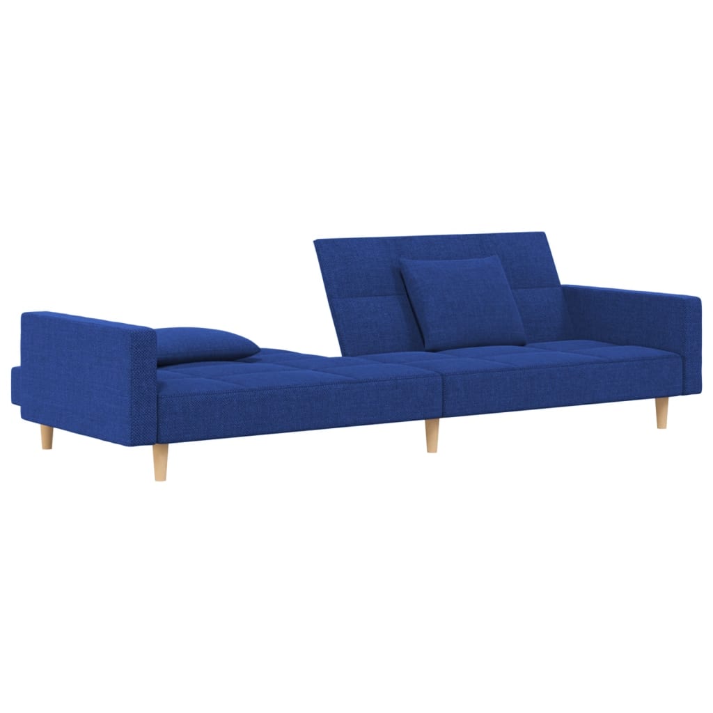 vidaXL Canapea extensibilă cu 2 locuri, 2 perne, albastru, textil vidaXL Canapea extensibilă cu 2 locuri, 2 perne, albastru, textil