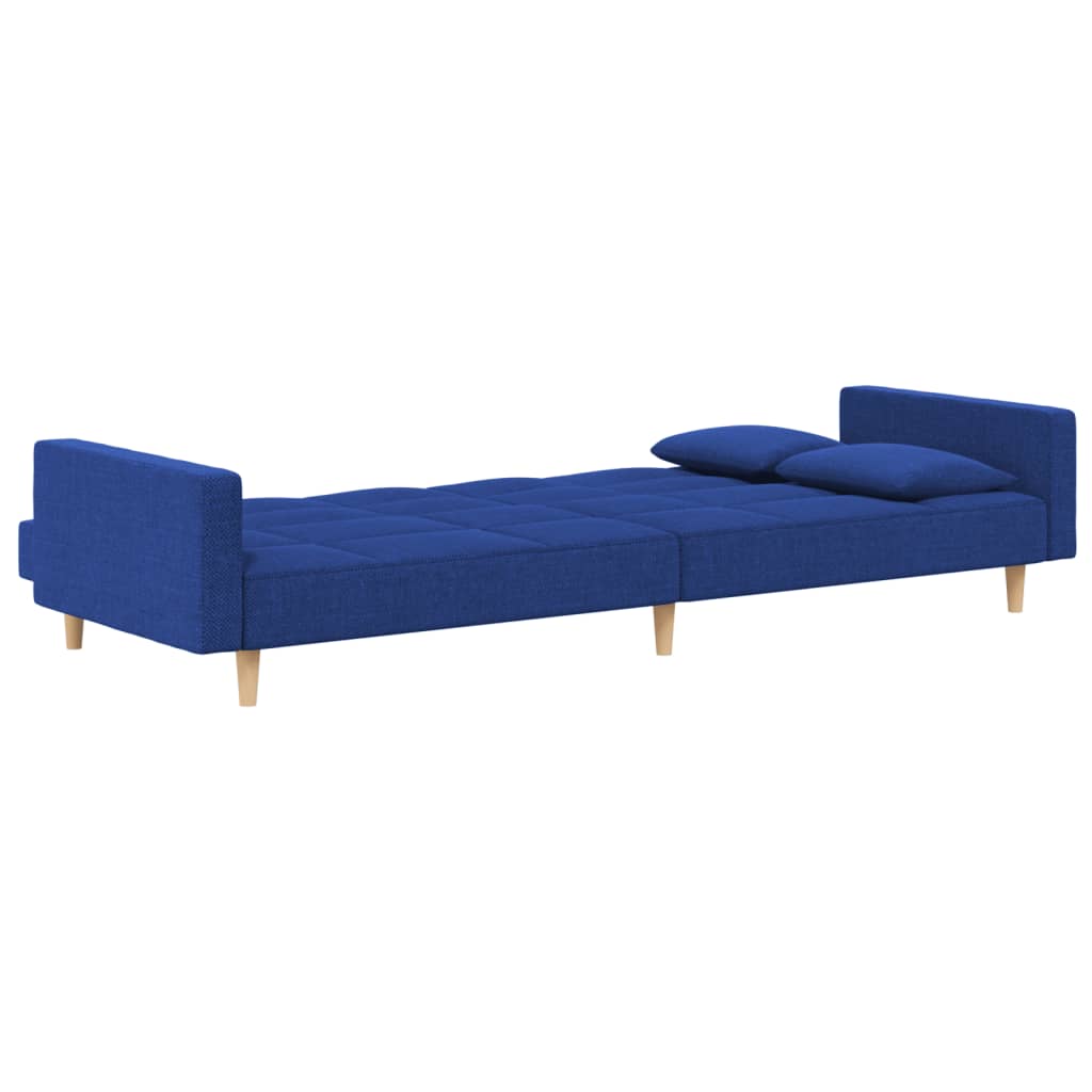 vidaXL Canapea extensibilă cu 2 locuri, 2 perne, albastru, textil vidaXL Canapea extensibilă cu 2 locuri, 2 perne, albastru, textil