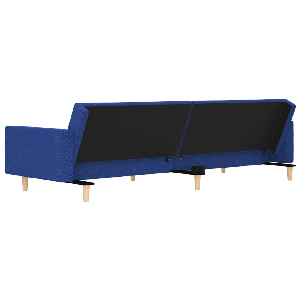 vidaXL Canapea extensibilă cu 2 locuri, 2 perne, albastru, textil vidaXL Canapea extensibilă cu 2 locuri, 2 perne, albastru, textil