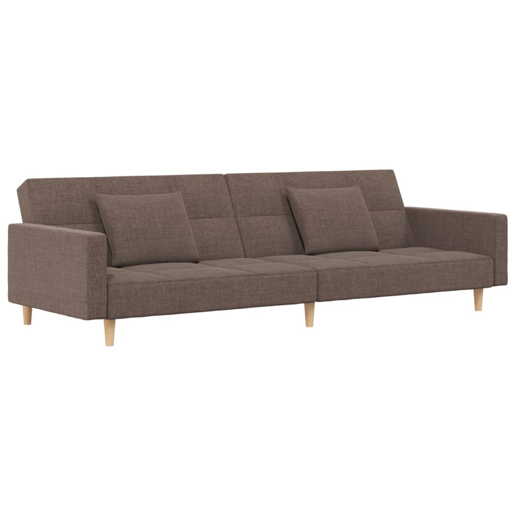 vidaXL Canapea extensibilă cu 2 locuri, 2 perne, gri taupe, textil vidaXL Canapea extensibilă cu 2 locuri, 2 perne, gri taupe, textil