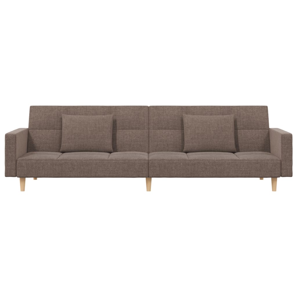 vidaXL Canapea extensibilă cu 2 locuri, 2 perne, gri taupe, textil vidaXL Canapea extensibilă cu 2 locuri, 2 perne, gri taupe, textil