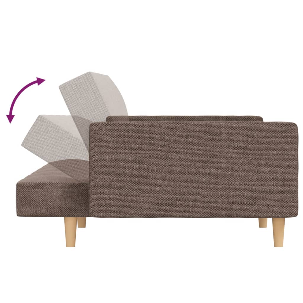vidaXL Canapea extensibilă cu 2 locuri, 2 perne, gri taupe, textil vidaXL Canapea extensibilă cu 2 locuri, 2 perne, gri taupe, textil