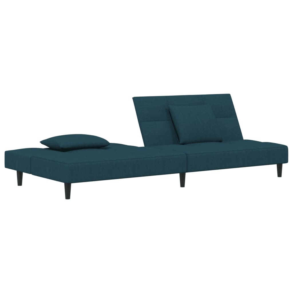 vidaXL Canapea extensibilă cu 2 locuri, 2 perne, albastru, catifea vidaXL Canapea extensibilă cu 2 locuri, 2 perne, albastru, catifea