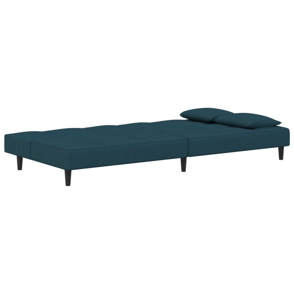 vidaXL Canapea extensibilă cu 2 locuri, 2 perne, albastru, catifea vidaXL Canapea extensibilă cu 2 locuri, 2 perne, albastru, catifea