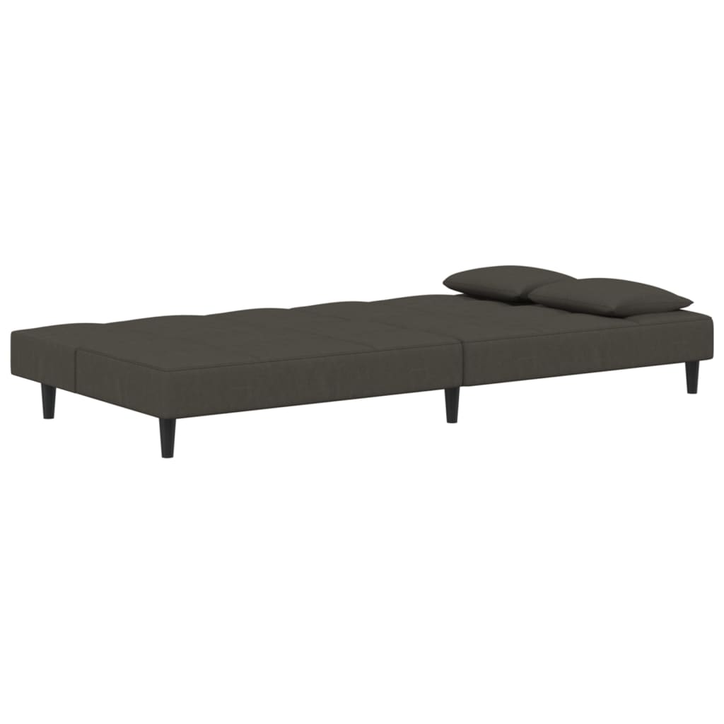 vidaXL Canapea extensibilă cu 2 locuri, 2 perne, gri închis, catifea vidaXL Canapea extensibilă cu 2 locuri, 2 perne, gri închis, catifea