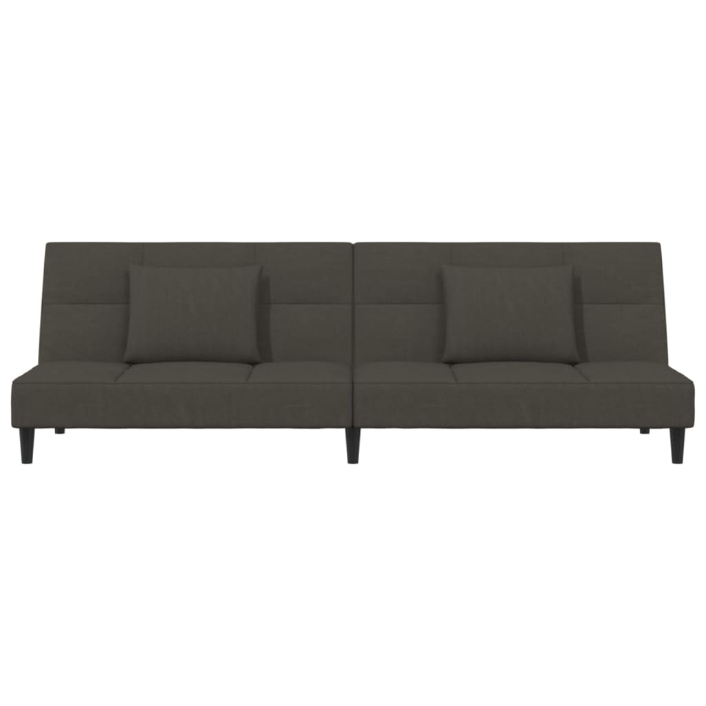 vidaXL Canapea extensibilă cu 2 locuri, 2 perne, gri închis, catifea vidaXL Canapea extensibilă cu 2 locuri, 2 perne, gri închis, catifea
