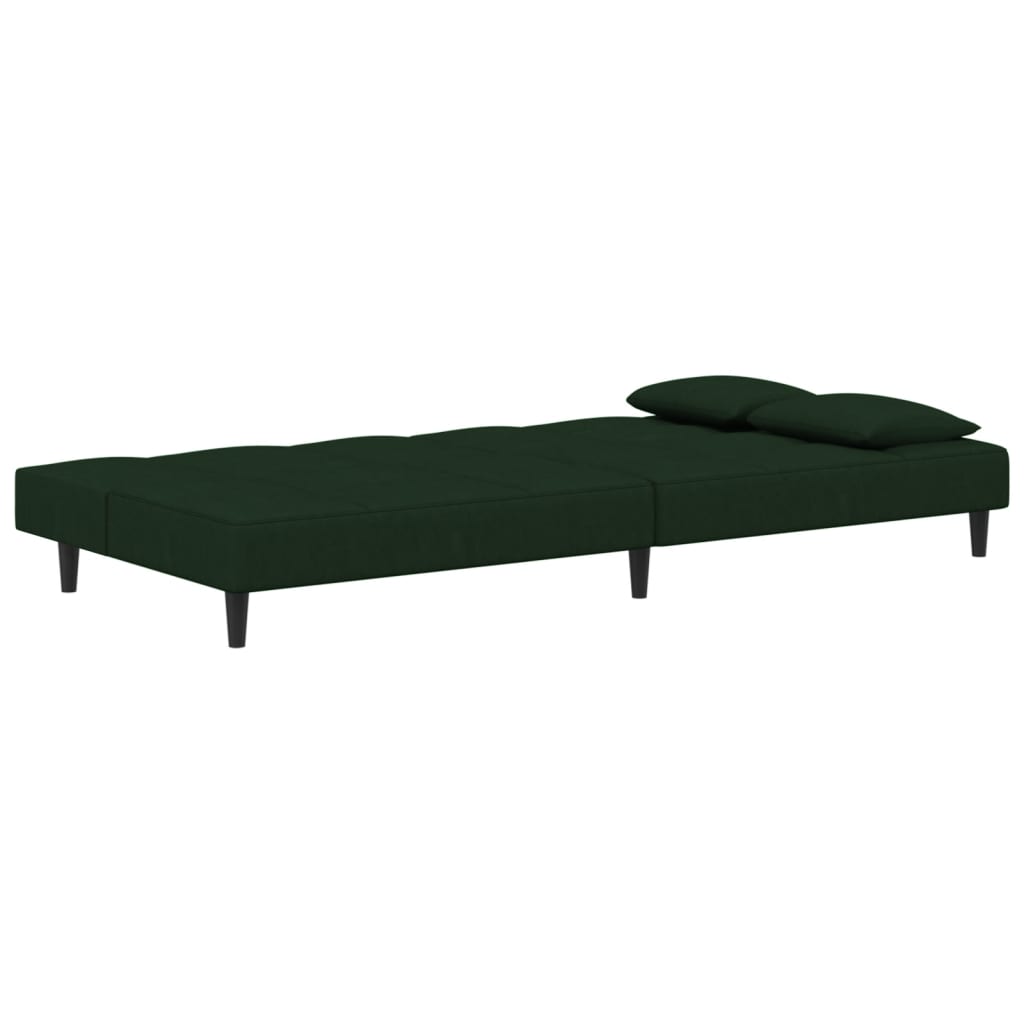vidaXL Canapea extensibilă cu 2 locuri, 2 perne, verde închis catifea vidaXL Canapea extensibilă cu 2 locuri, 2 perne, verde închis catifea