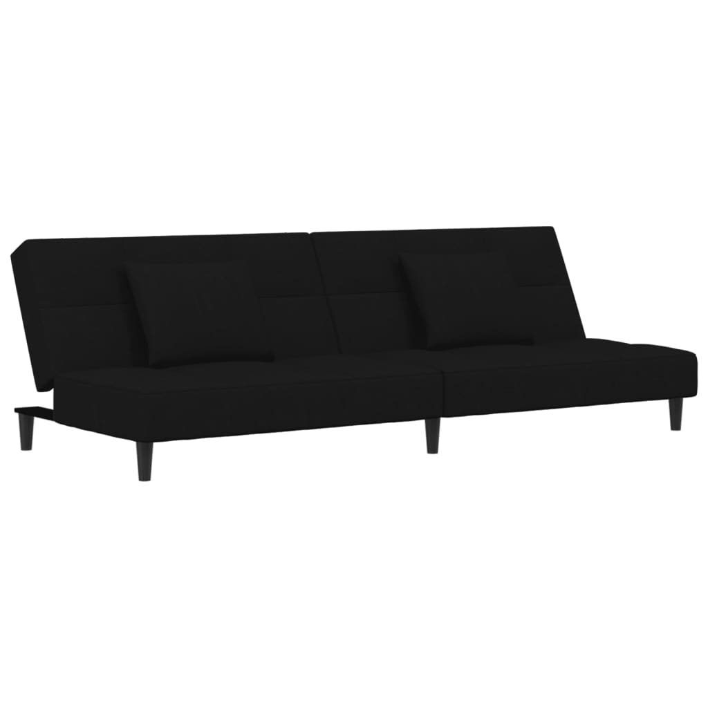vidaXL Canapea extensibilă cu 2 locuri, 2 perne, negru, catifea vidaXL Canapea extensibilă cu 2 locuri, 2 perne, negru, catifea