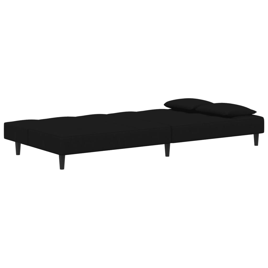 vidaXL Canapea extensibilă cu 2 locuri, 2 perne, negru, catifea vidaXL Canapea extensibilă cu 2 locuri, 2 perne, negru, catifea