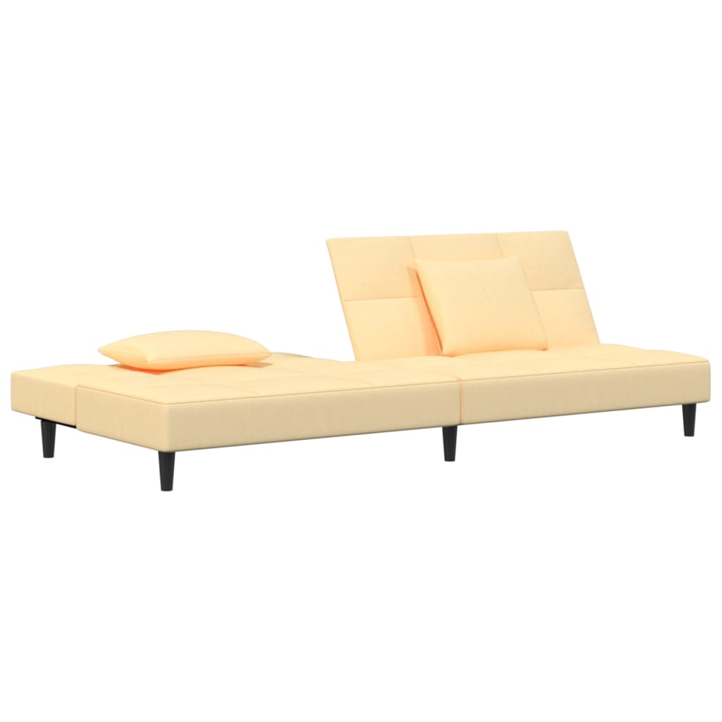 vidaXL Canapea extensibilă cu 2 locuri, 2 perne, crem, catifea vidaXL Canapea extensibilă cu 2 locuri, 2 perne, crem, catifea