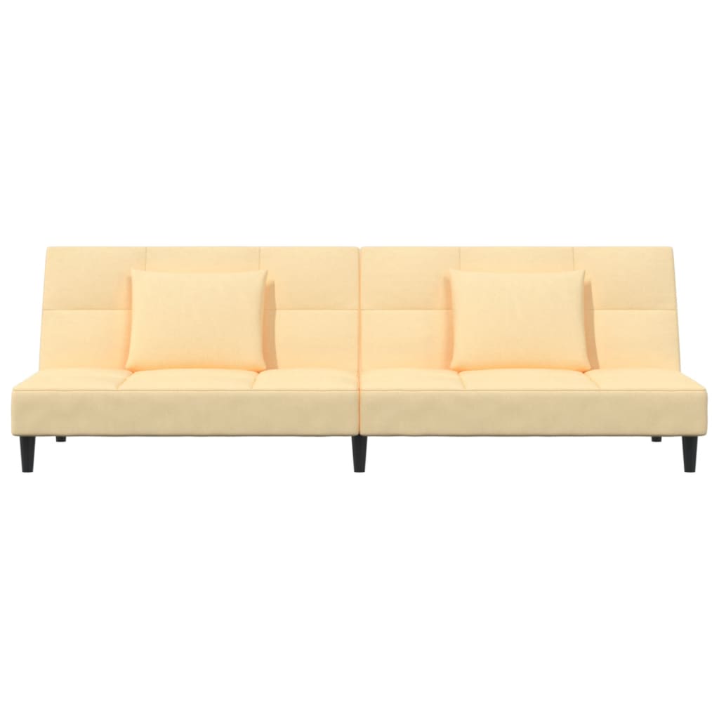 vidaXL Canapea extensibilă cu 2 locuri, 2 perne, crem, catifea vidaXL Canapea extensibilă cu 2 locuri, 2 perne, crem, catifea