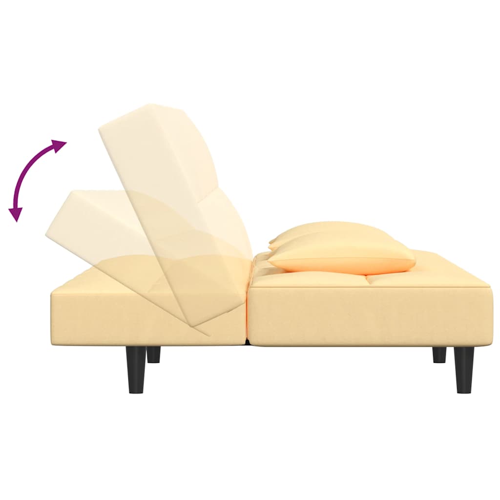 vidaXL Canapea extensibilă cu 2 locuri, 2 perne, crem, catifea vidaXL Canapea extensibilă cu 2 locuri, 2 perne, crem, catifea
