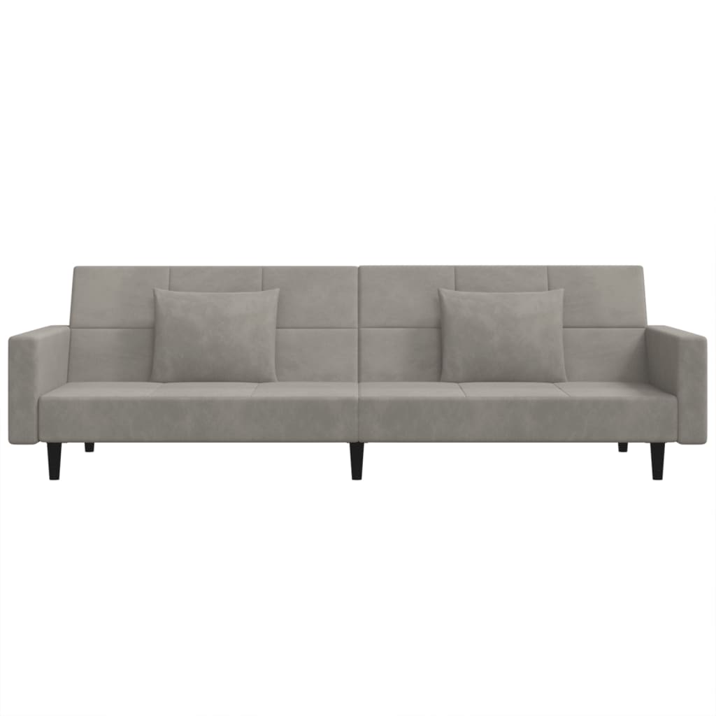 vidaXL Canapea extensibilă cu 2 locuri, 2 perne, gri deschis, catifea vidaXL Canapea extensibilă cu 2 locuri, 2 perne, gri deschis, catifea