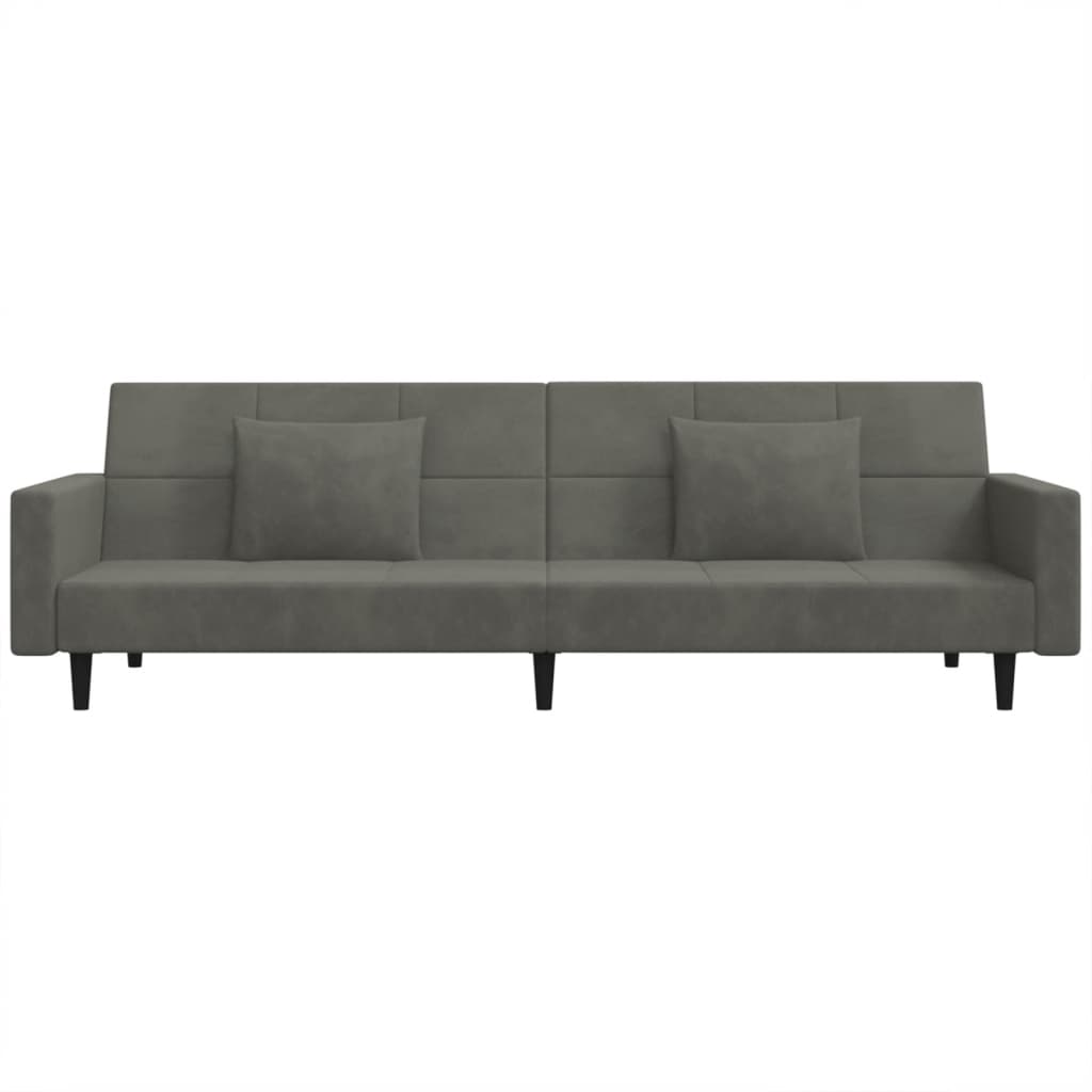 vidaXL Canapea extensibilă cu 2 locuri, 2 perne, gri închis, catifea vidaXL Canapea extensibilă cu 2 locuri, 2 perne, gri închis, catifea
