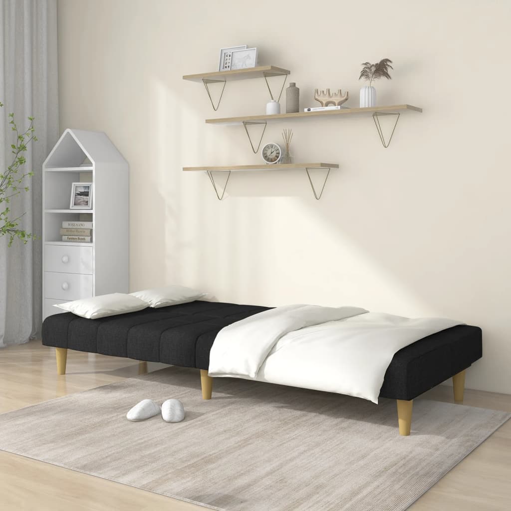 vidaXL Canapea extensibilă cu 2 locuri, negru, material textil