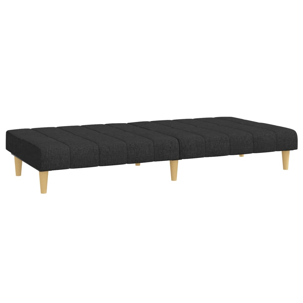 vidaXL Canapea extensibilă cu 2 locuri, negru, material textil