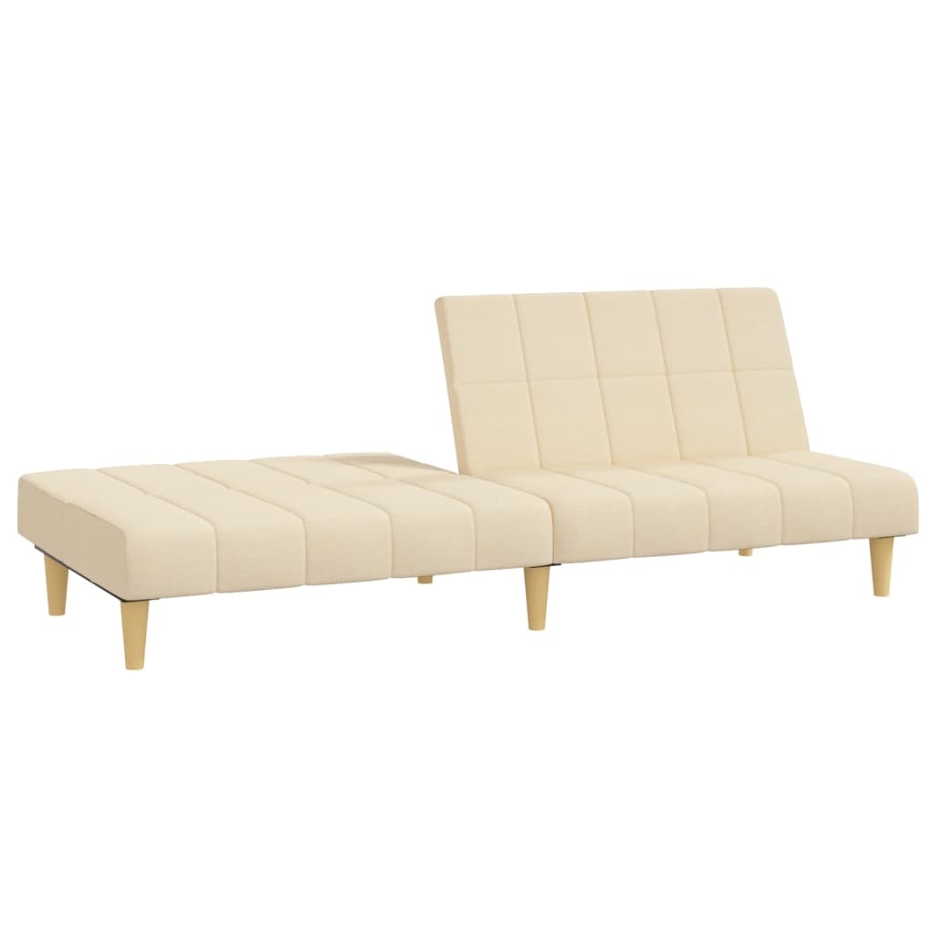 vidaXL Canapea extensibilă cu 2 locuri, crem, material textil vidaXL Canapea extensibilă cu 2 locuri, crem, material textil