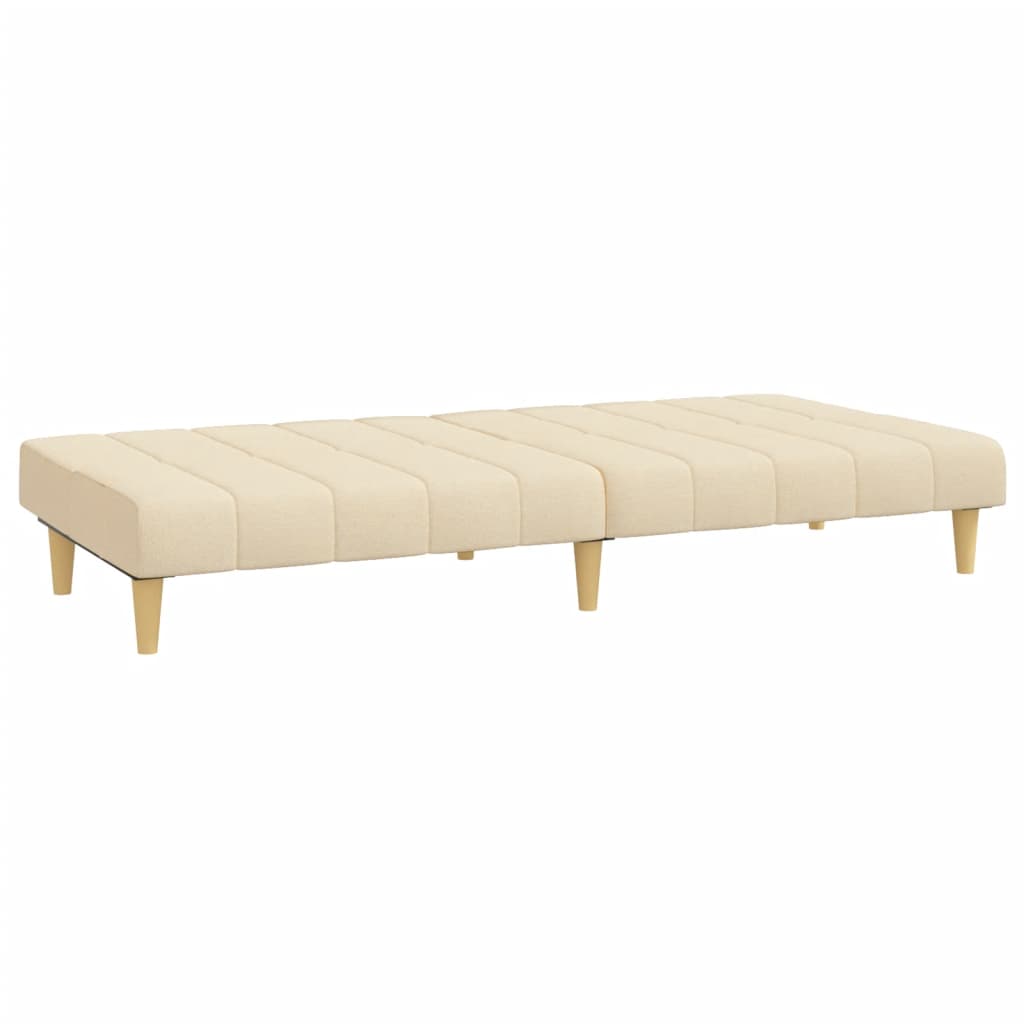 vidaXL Canapea extensibilă cu 2 locuri, crem, material textil vidaXL Canapea extensibilă cu 2 locuri, crem, material textil
