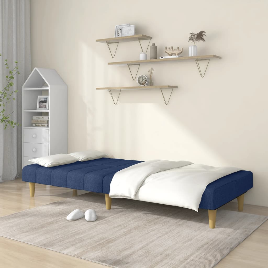vidaXL Canapea extensibilă cu 2 locuri, albastru, material textil vidaXL Canapea extensibilă cu 2 locuri, albastru, material textil
