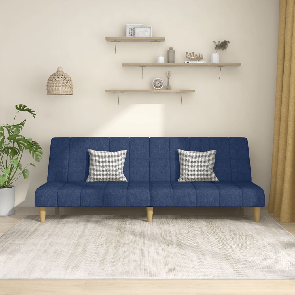 vidaXL Canapea extensibilă cu 2 locuri, albastru, material textil vidaXL Canapea extensibilă cu 2 locuri, albastru, material textil