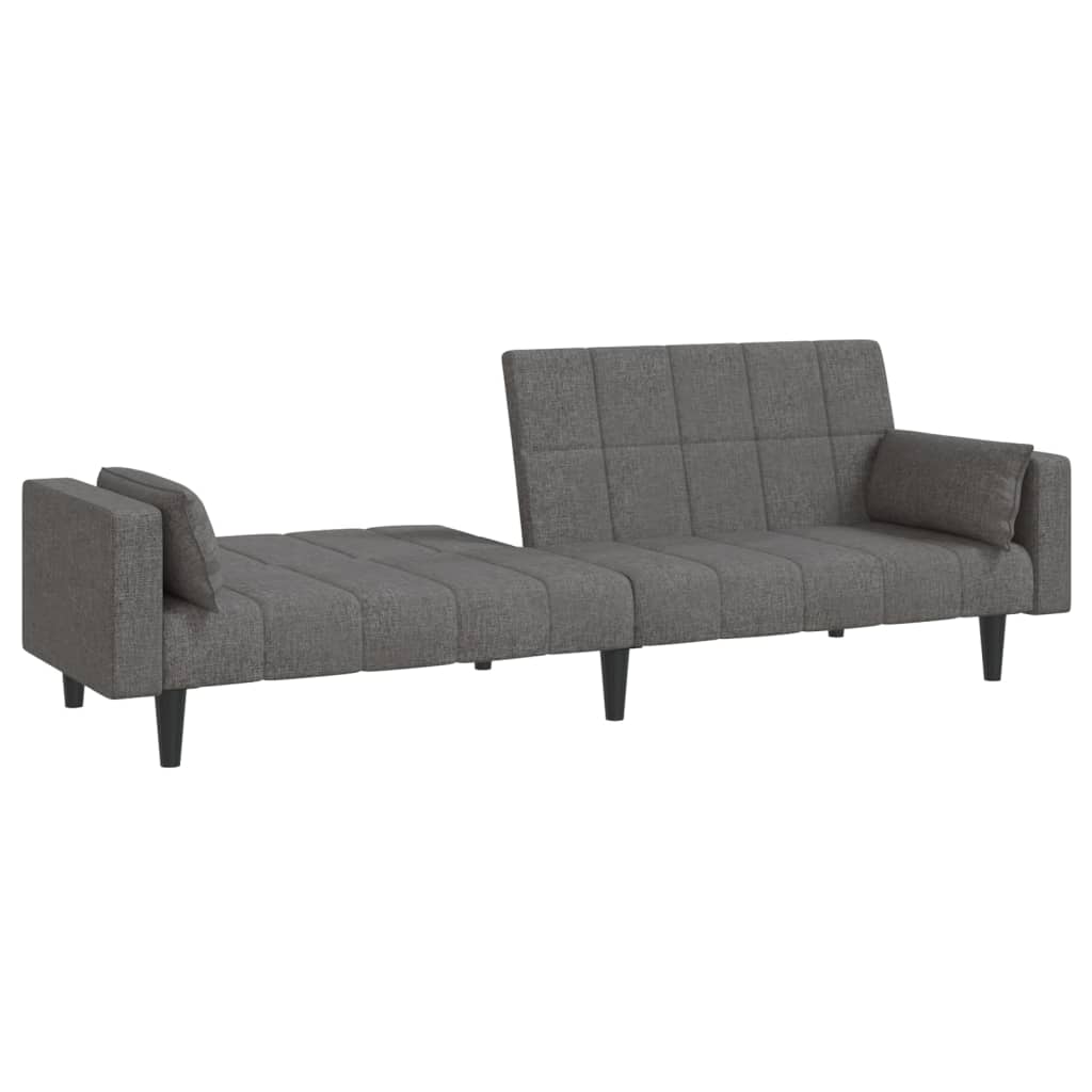 vidaXL Canapea extensibilă cu 2 locuri, 2 perne, gri deschis, textil vidaXL Canapea extensibilă cu 2 locuri, 2 perne, gri deschis, textil