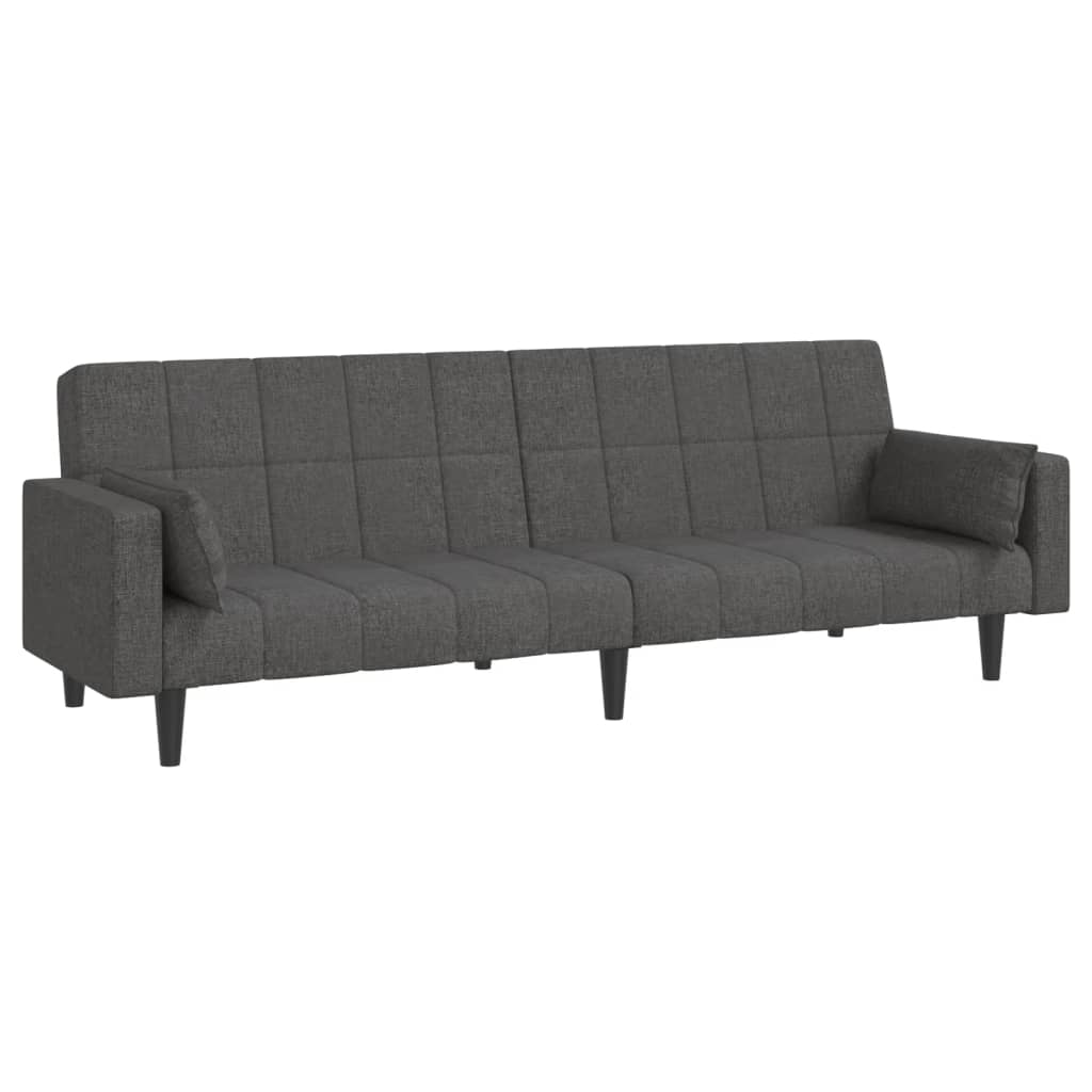 vidaXL Canapea extensibilă cu 2 locuri, 2 perne, gri închis, textil vidaXL Canapea extensibilă cu 2 locuri, 2 perne, gri închis, textil
