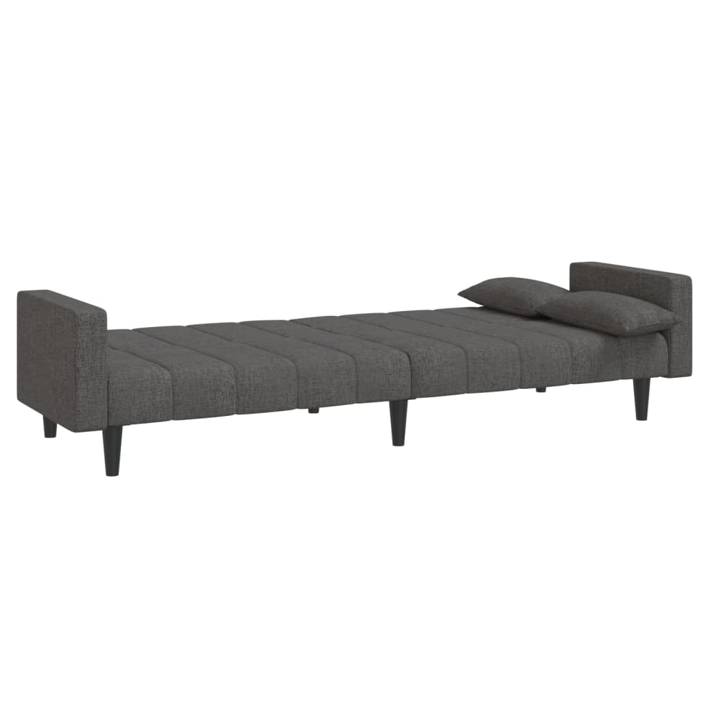 vidaXL Canapea extensibilă cu 2 locuri, 2 perne, gri închis, textil vidaXL Canapea extensibilă cu 2 locuri, 2 perne, gri închis, textil
