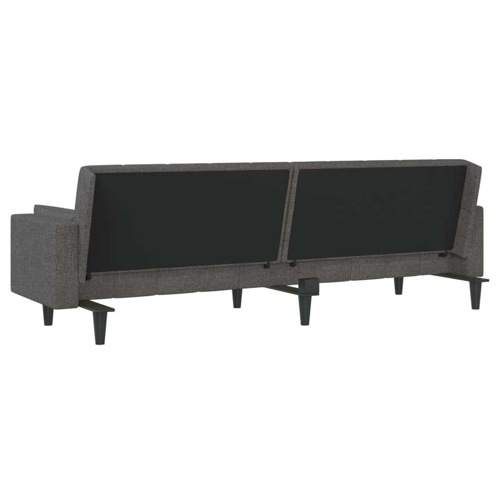 vidaXL Canapea extensibilă cu 2 locuri, 2 perne, gri închis, textil vidaXL Canapea extensibilă cu 2 locuri, 2 perne, gri închis, textil