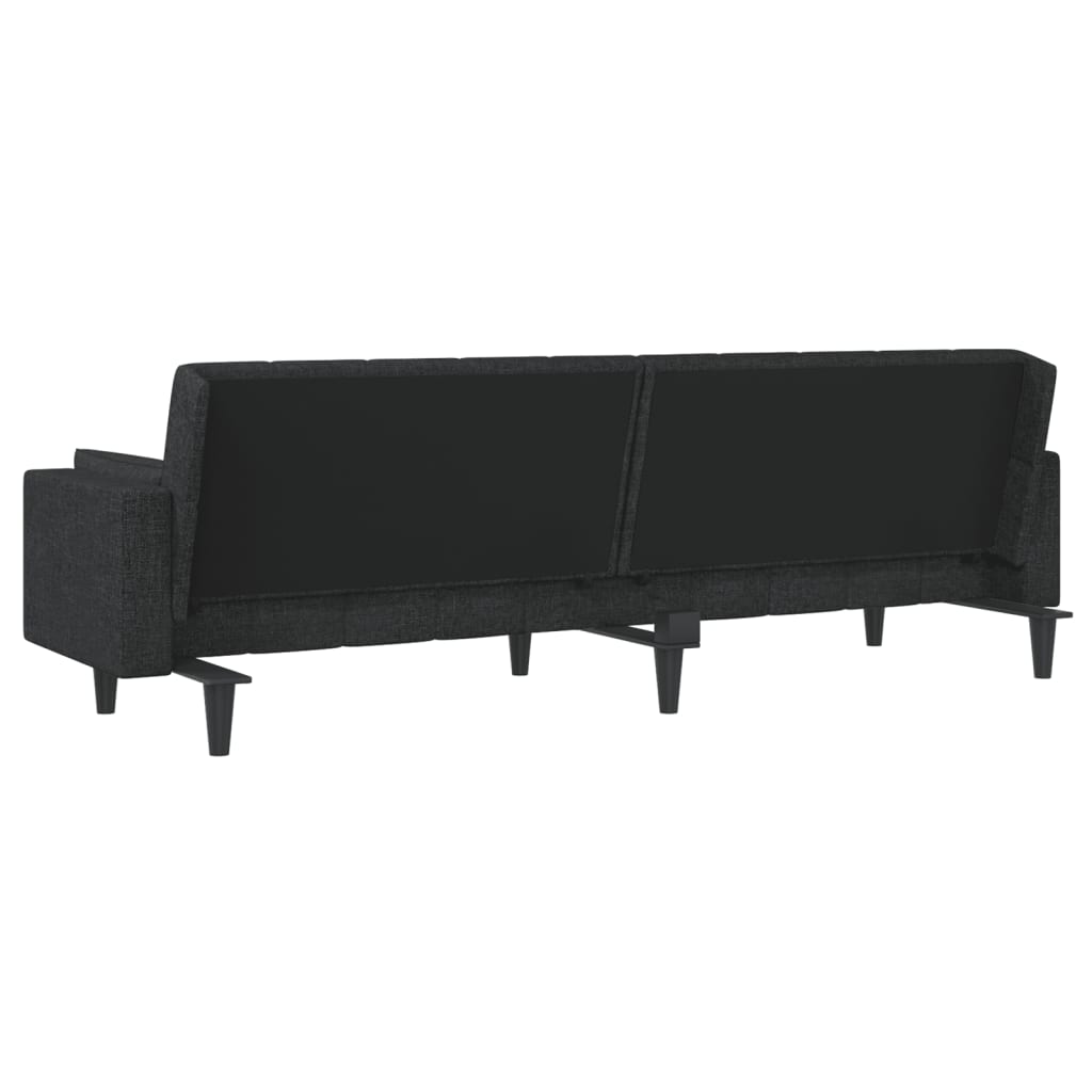 vidaXL Canapea extensibilă cu 2 locuri, 2 perne, negru, textil vidaXL Canapea extensibilă cu 2 locuri, 2 perne, negru, textil