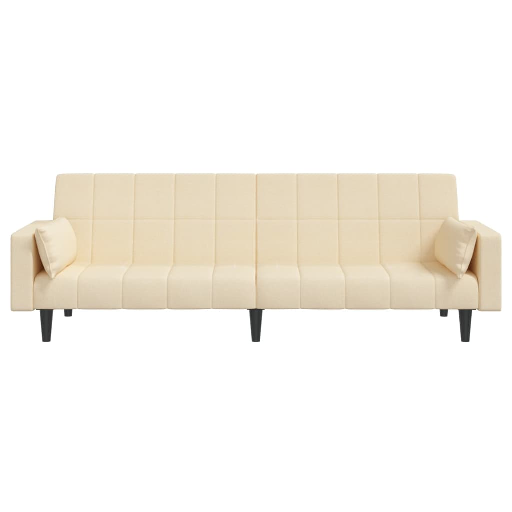 vidaXL Canapea extensibilă cu 2 locuri, 2 perne, crem, textil