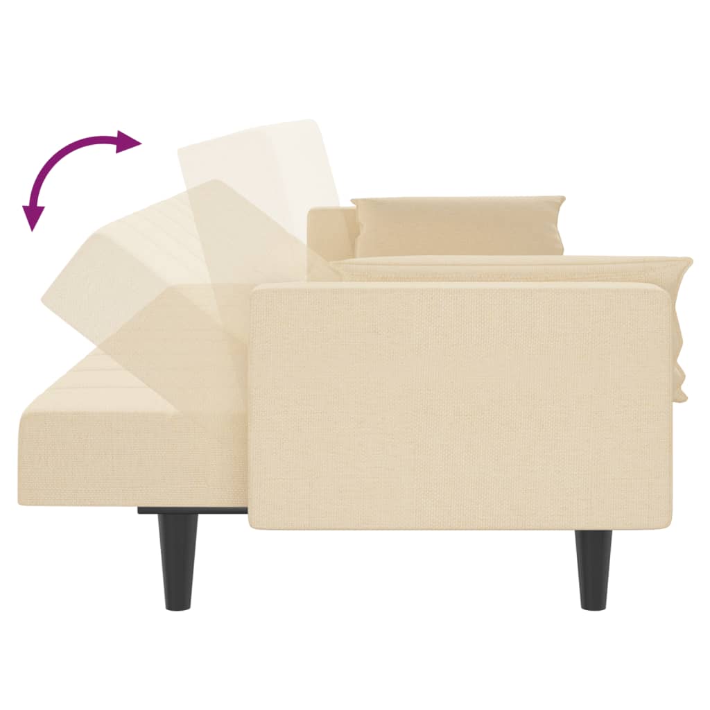 vidaXL Canapea extensibilă cu 2 locuri, 2 perne, crem, textil