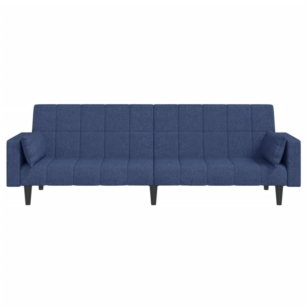 vidaXL Canapea extensibilă cu 2 locuri, 2 perne, albastru, textil vidaXL Canapea extensibilă cu 2 locuri, 2 perne, albastru, textil