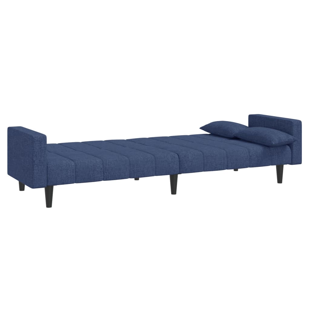 vidaXL Canapea extensibilă cu 2 locuri, 2 perne, albastru, textil vidaXL Canapea extensibilă cu 2 locuri, 2 perne, albastru, textil