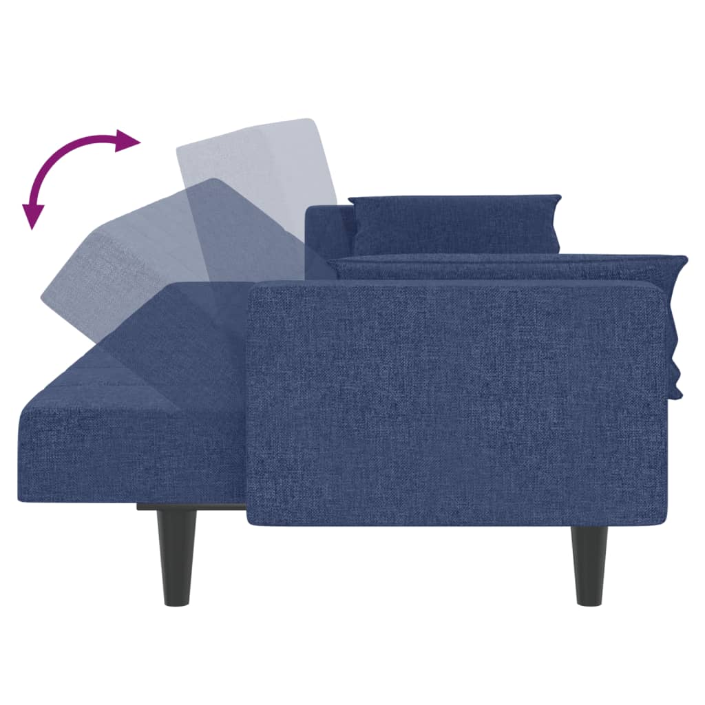 vidaXL Canapea extensibilă cu 2 locuri, 2 perne, albastru, textil vidaXL Canapea extensibilă cu 2 locuri, 2 perne, albastru, textil