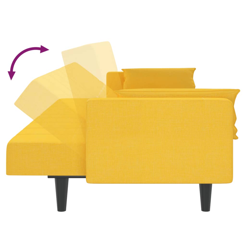 vidaXL Canapea extensibilă cu 2 locuri, 2 perne, galben, textil