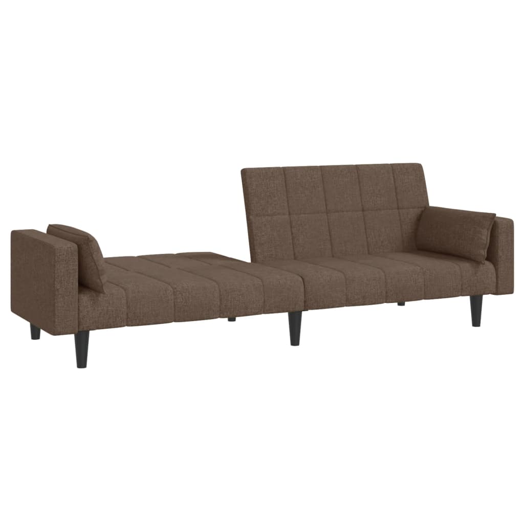 vidaXL Canapea extensibilă cu 2 locuri, 2 perne, gri taupe, textil vidaXL Canapea extensibilă cu 2 locuri, 2 perne, gri taupe, textil