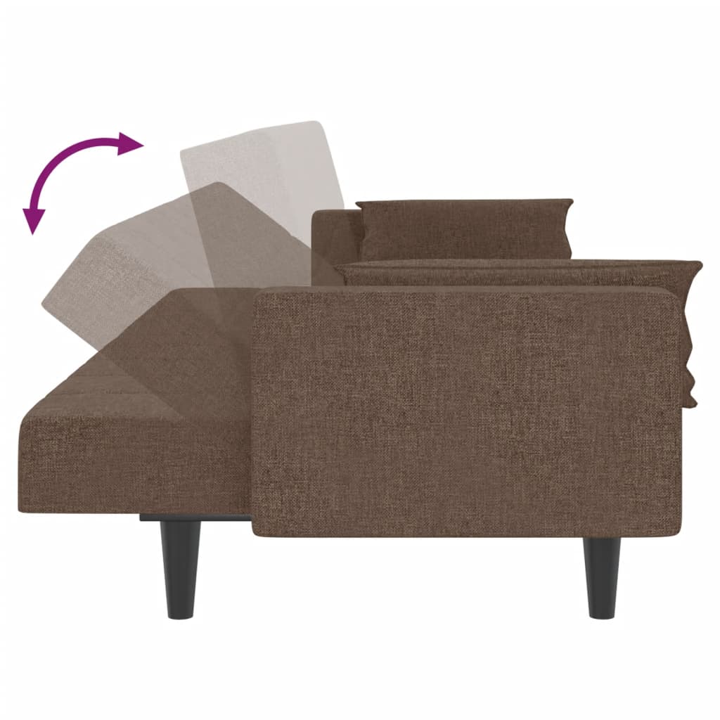 vidaXL Canapea extensibilă cu 2 locuri, 2 perne, gri taupe, textil vidaXL Canapea extensibilă cu 2 locuri, 2 perne, gri taupe, textil