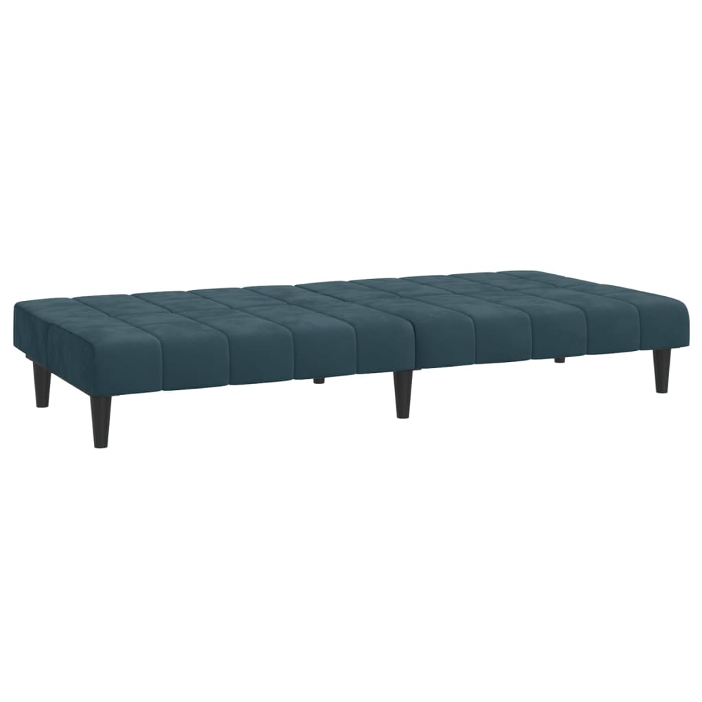 vidaXL Canapea extensibilă cu 2 locuri, albastru, catifea vidaXL Canapea extensibilă cu 2 locuri, albastru, catifea