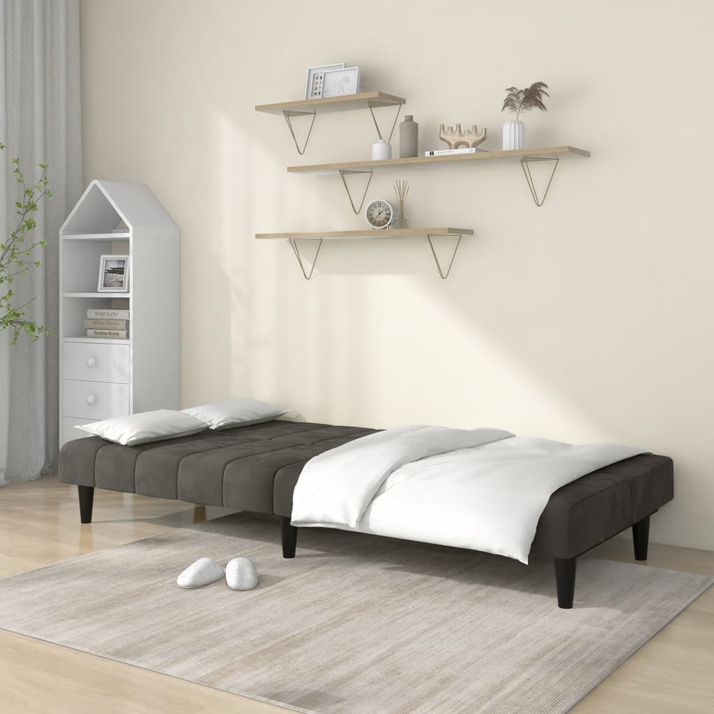 vidaXL Canapea extensibilă cu 2 locuri, gri închis, catifea