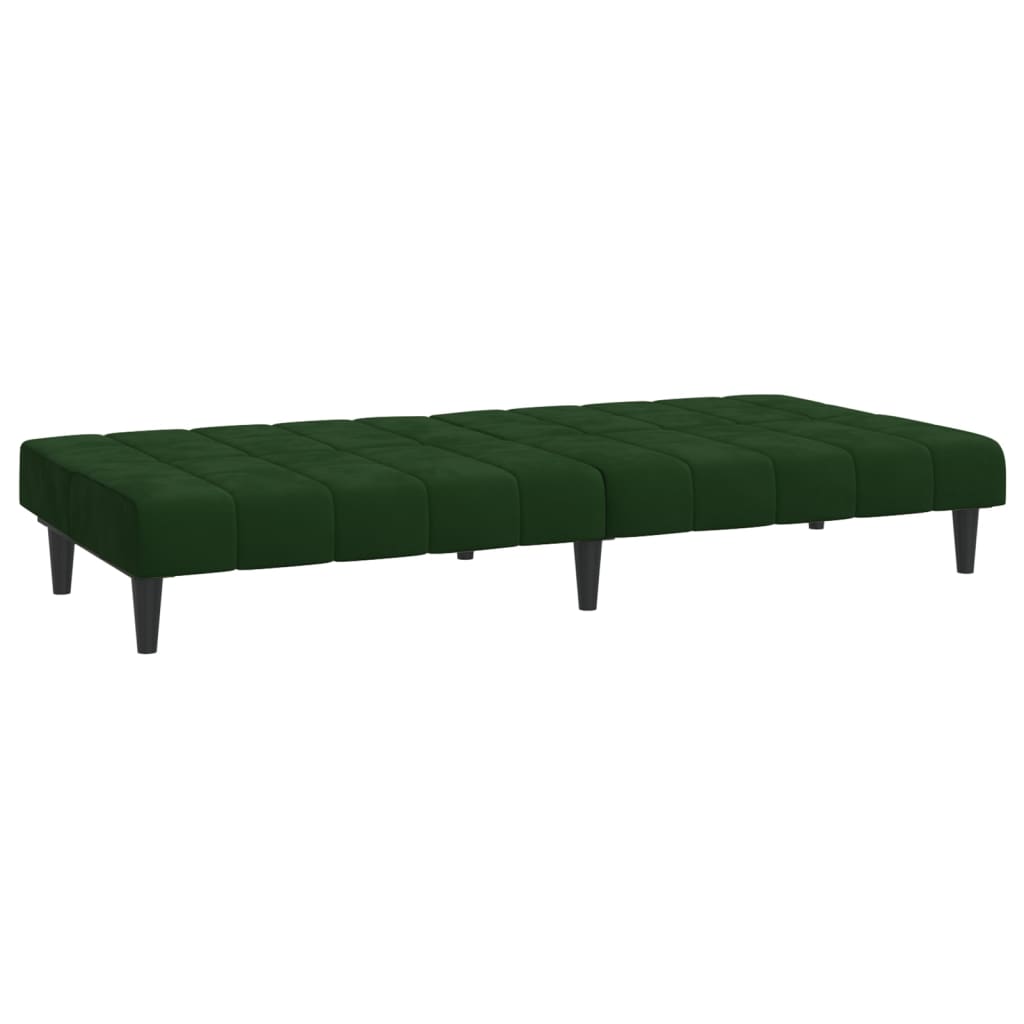 vidaXL Canapea extensibilă cu 2 locuri, verde închis, catifea