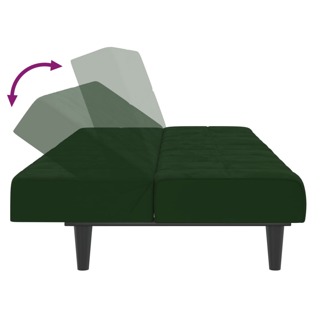 vidaXL Canapea extensibilă cu 2 locuri, verde închis, catifea