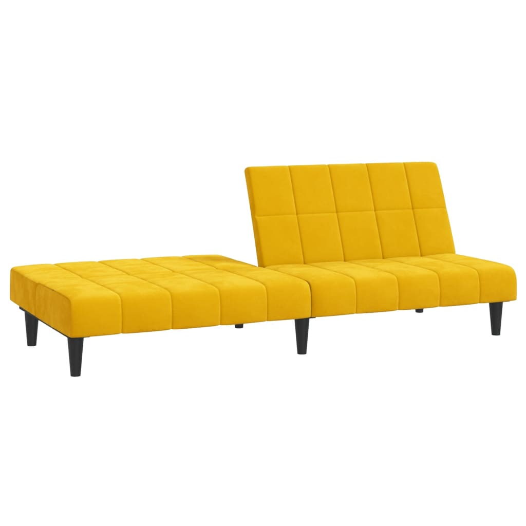 vidaXL Canapea extensibilă cu 2 locuri, galben, catifea